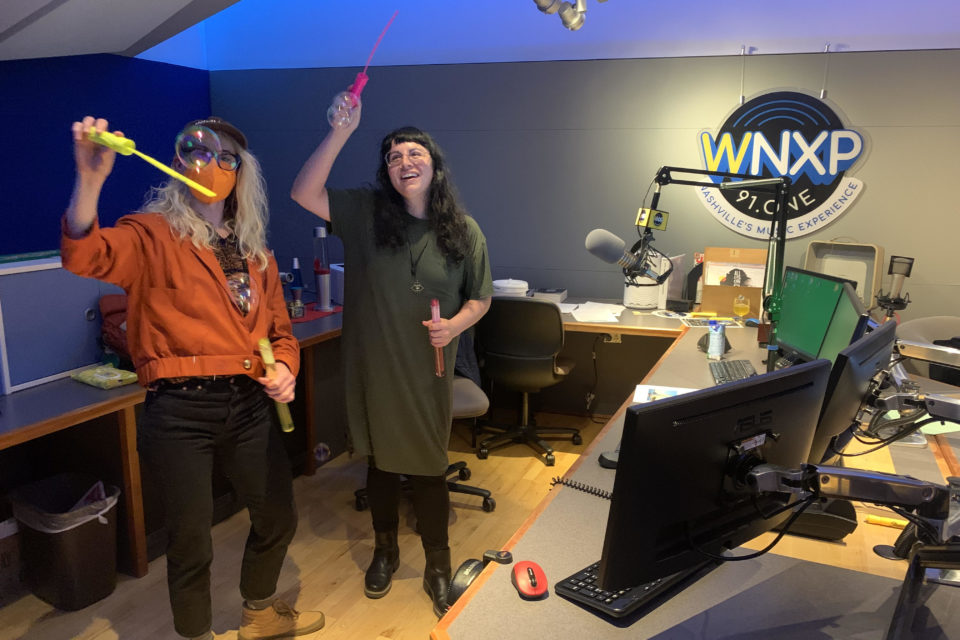 Jewly Hight (left), Ayisha Jaffer (right) having fun in the WNXP Studios