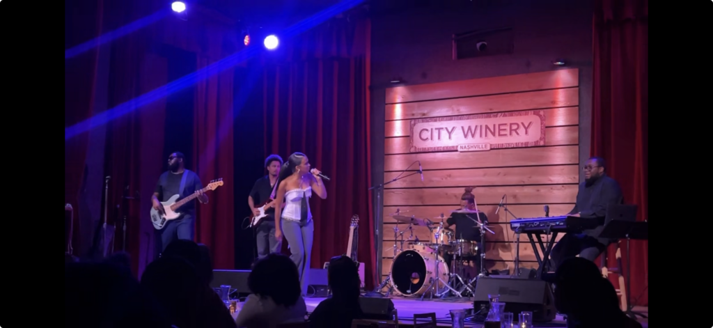 TeAndre Holmes and Samuel Hayes accompanying Kyleigh in the house band for R&B After Dark